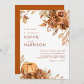 Invitation Citrouille orange brûlé automne Mariage de automne (Devant / Derrière)