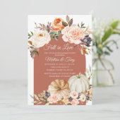 Invitation Citrouille orange brûlé tombent amoureux Invitatio (Debout devant)