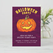 Invitation Citrouille Orange déplaisant Et Bat Éffrayant Hall (Debout devant)