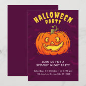 Invitation Citrouille Orange déplaisant Et Bat Éffrayant Hall (Devant / Derrière)