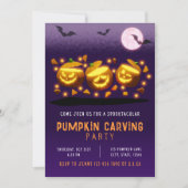 Invitation Citrouille orange et violette pour Halloween effra (Devant)