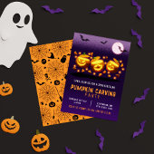 Invitation Citrouille orange et violette pour Halloween effra
