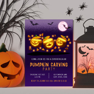 Invitation Citrouille orange et violette pour Halloween effra