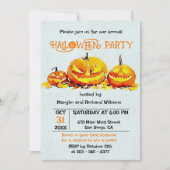 Invitation Citrouille Orange Feuilles d'Automne Fête d'Hallow (Devant)