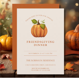 Invitation Citrouille Orange Friendsgiving Thanksgiving
