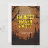 Invitation Citrouille orange Haunted Haven Halloween Party (Devant)
