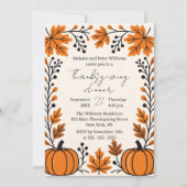 Invitation Citrouille orange rustique Feuilles d'automne Acti (Devant)