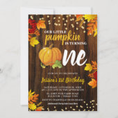Invitation Citrouille Pailletée Rustique Anniversaire Automne (Devant)
