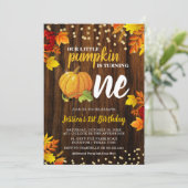 Invitation Citrouille Pailletée Rustique Anniversaire Automne (Debout devant)