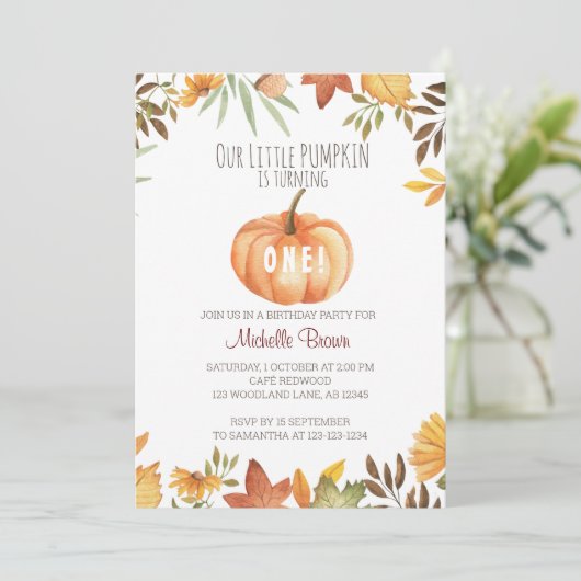 Invitation Citrouille Patch Anniversaire (Debout devant)