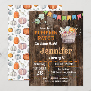 Invitation Citrouille Patch Anniversaire Bash