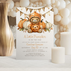 Invitation citrouille Patch Bear Baby shower