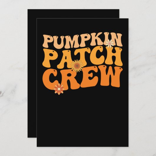 Invitation Citrouille Patch Crew Retro Automne Super Automne (Devant / Derrière)