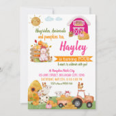 Invitation Citrouille Patch Farmer Girls Pink Anniversaire (Devant)