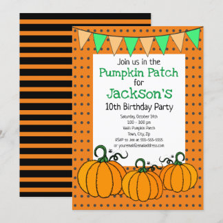 Invitation Citrouille Patch fête d'anniversaire