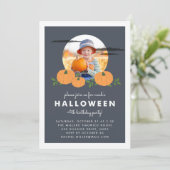 Invitation Citrouille Patch Halloween Anniversaire Fête Invit (Debout devant)