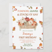 Invitation Citrouille Patch Hays Feuille Rustique Automne Ann (Devant)