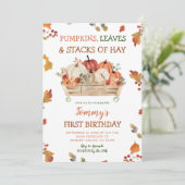 Invitation Citrouille Patch Hays Feuille Rustique Automne Ann (Debout devant)