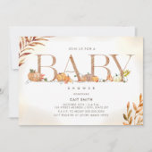 Invitation Citrouille Patch Lettrage Automne Baby shower Auto (Devant)