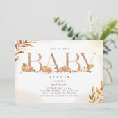 Invitation Citrouille Patch Lettrage Automne Baby shower Auto (Debout devant)