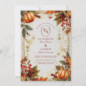 Invitation Citrouille Patch Mariage de feuillage d'automne (Devant)