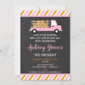 Invitation Citrouille patch orange rose fille anniversaire d' (Devant)