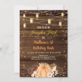 Invitation Citrouille Patch Rustique String Lights Anniversai (Devant)