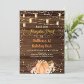 Invitation Citrouille Patch Rustique String Lights Anniversai (Debout devant)