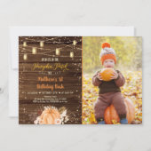 Invitation Citrouille Patch Rustique String Lights Anniversai (Devant)