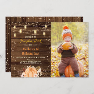 Invitation Citrouille Patch Rustique String Lights Anniversai