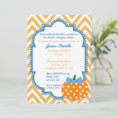 Invitation Citrouille Patch thème garçon Baby shower Invitati (Debout devant)