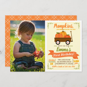 Invitation Citrouille Patch Wagon Automne Photo Anniversaire