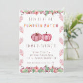 Invitation Citrouille Patchday Filles Rose Et Orange (Debout devant)