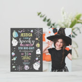 Invitation Citrouille photo de la fête des filles d'Halloween (Debout devant)