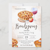 Invitation Citrouille Pie Aquarelle Friendsgiving Dîner (Devant)
