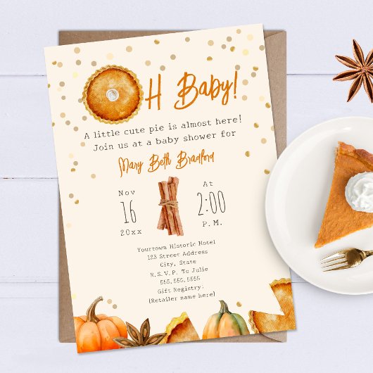 Invitation Citrouille Pie Cutie Pie Oh Baby shower