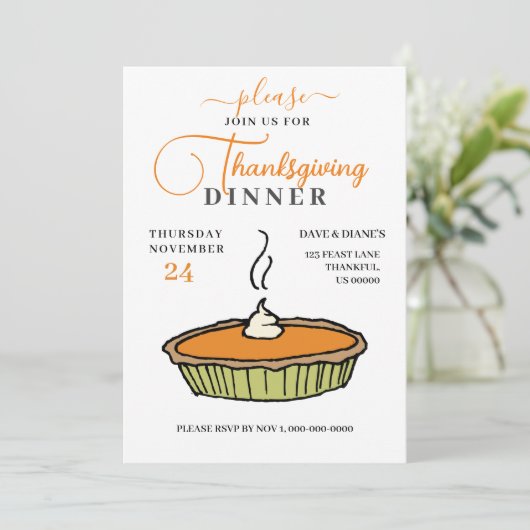 Invitation Citrouille Pie, Dîner Thanksgiving (Debout devant)