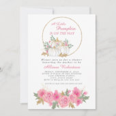 Invitation Citrouille Pink Gold Baby shower Floral (Devant)