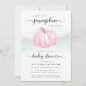 Invitation Citrouille Pink Mint Aquarelle Bébé fille Douche (Devant)