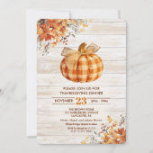 Invitation Citrouille Plaid Thanksgiving (Devant)