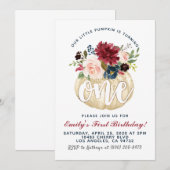 Invitation citrouille pour le premier anniversaire (Devant / Derrière)