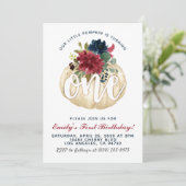 Invitation citrouille pour le premier anniversaire (Debout devant)