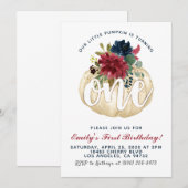 Invitation citrouille pour le premier anniversaire (Devant / Derrière)