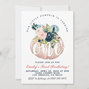 Invitation citrouille pour le premier anniversaire