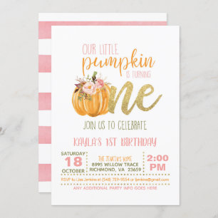 Invitation citrouille pour le premier anniversaire