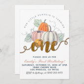 Invitation citrouille pour le premier anniversaire (Devant / Derrière)