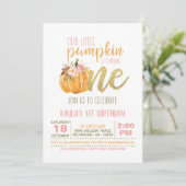 Invitation citrouille pour le premier anniversaire (Debout devant)