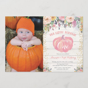 Invitation citrouille premier anniversaire Floral 