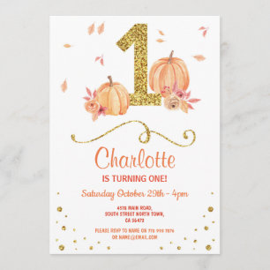 Invitation Citrouille Premier un anniversaire Automne Invitat