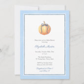 Invitation Citrouille Preppy Avec Baby shower Bleu Bow Pour G (Devant)